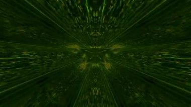 A 3D dynamic futuristic animation with green glowing laser neon lights