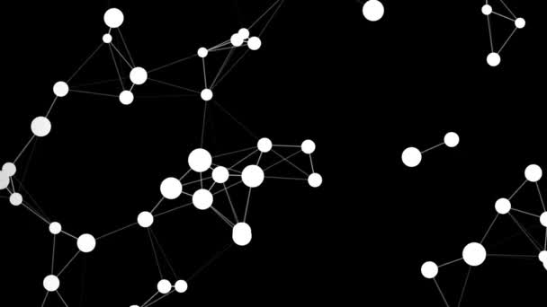 Network Animation Connected Dots Copy Space Black Background — Vídeo de stock