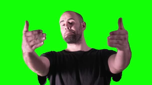 Man Asks Hug Green Screen — Wideo stockowe
