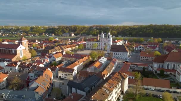 Aerial View Town Hall Kaunas Lithuania — Stok video