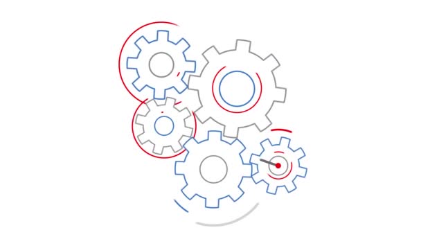 Illustration Colorful Gear Wheels White Background — Wideo stockowe
