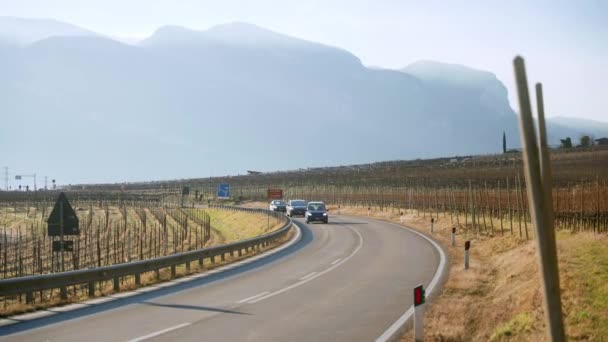 Highway Cars Surrounded Fields South Tyrol — 图库视频影像