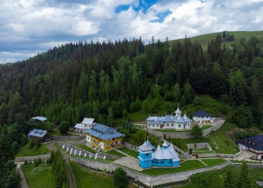 Saint John Iacob Corlateni Monastery - Romania, aerial, drone vie