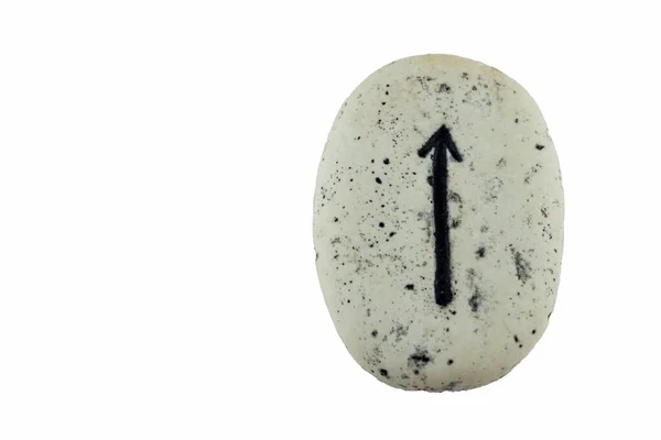 Close Viking Stone Runes Isolated White Background Copy Space Tiwaz — Stock Photo, Image