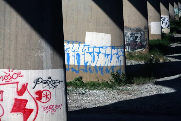Graffiti Art Overpass Bridge — Stok fotoğraf