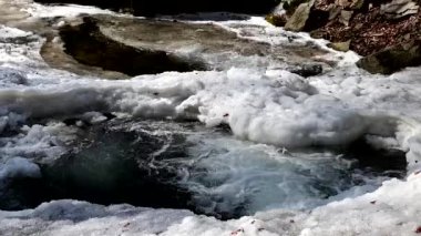 A closeup of a waterfall flowing in the Osogovo Mountains, North Macedonia