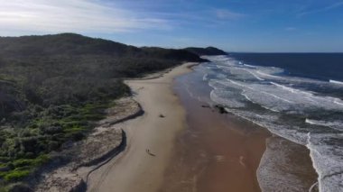 An aerial view of beautiful seascape in Grassy Head, Australia