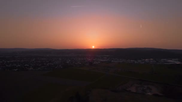 Aerial View Sunset City Bavaria Germany — Vídeos de Stock
