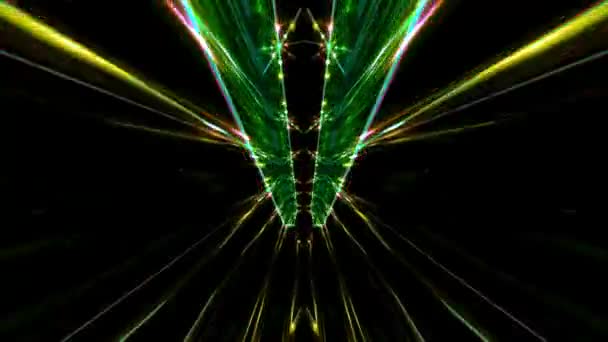 Dynamic Futuristic Animation Geometric Shapes Green Glowing Laser Neon Lights — Video Stock