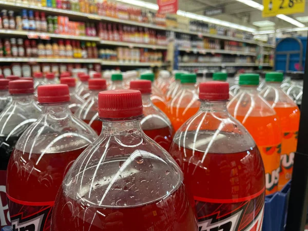 Grovetown, Ga USA - 05 03 22: Retail store drinks tops of soda 2 liters