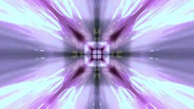 A 3D rendering of a purple kaleidoscope pattern with dynamic elements in the abstract tunnel