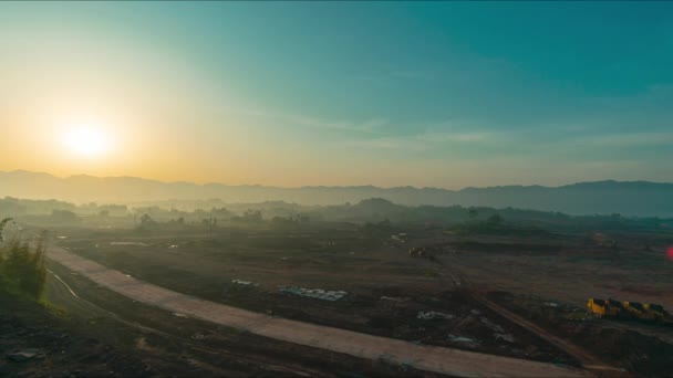 Time Lapse Clouds Moving Industrial Area Sunrise — Stockvideo