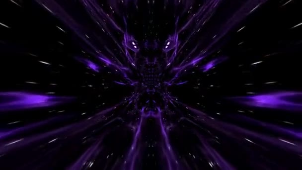 Kaleidoscopic Dynamic Futuristic Animation Purple Glowing Laser Neon Lights — Stockvideo