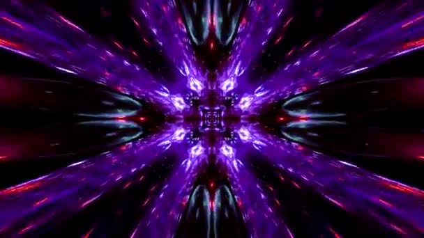 Kaleidoscopic Dynamic Futuristic Animation Purple Glowing Laser Neon Lights — Stock video