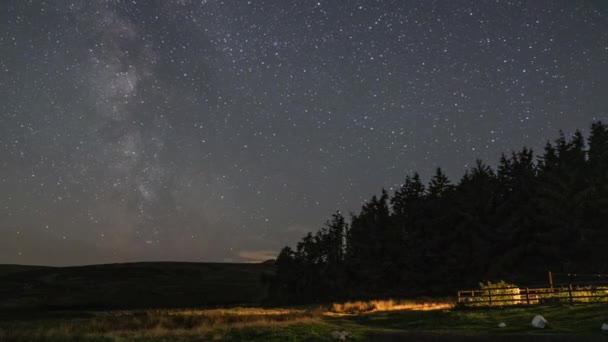 Временной Отрезок Галактики Млечный Путь Звездами Космической Пылью Ночном Небе — стоковое видео