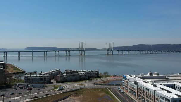 Beautiful View Hudson River Mario Cuomo Bridge New York — Αρχείο Βίντεο