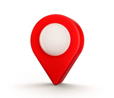 3D Illustration of map pointer on isolated white background.