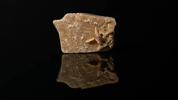 Closeup Brown Quartzite Stone Isolated Black Background — Stock Photo, Image