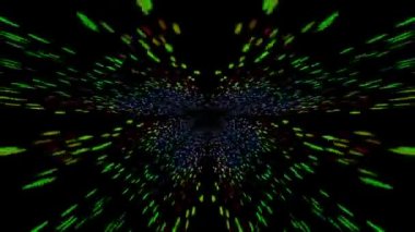 A 3D dynamic futuristic animation with green glowing laser neon lights