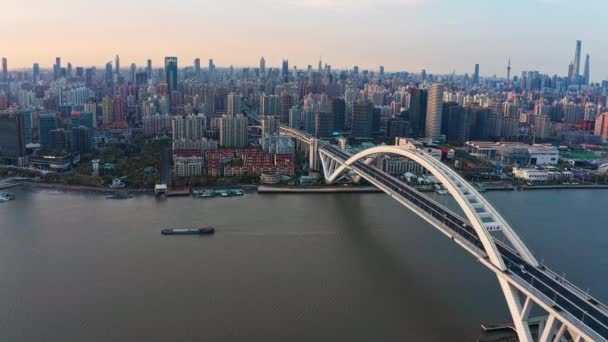 Drone View Lupu Bridge Shanghai China — Αρχείο Βίντεο