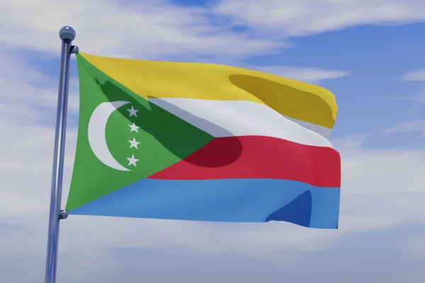 Rendering National Flag Comoros Waving Wind — Fotografia de Stock