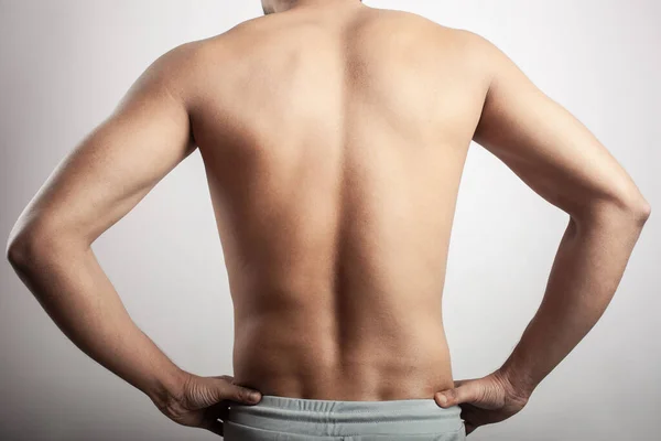 Shirtless Young Indian Slim Guy Standing Showing His Back — Stockfoto