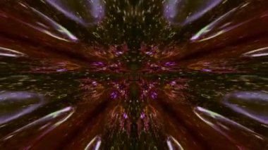 A 3D kaleidoscope rendering with bright sparkles streaming back and forth in the abstract space