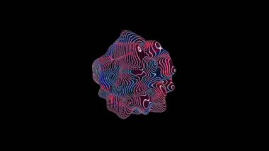 A 3D rendered creative abstract colorful pattern spinning around on a black background