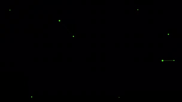 Neon Green Circles Attracting Each Other Connected Line Dark Background — Stockvideo