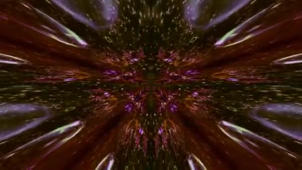 Kaleidoscope Rendering Bright Sparkles Streaming Back Forth Abstract Space — Stock video