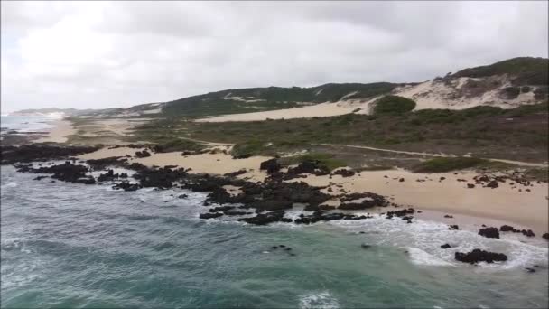 Aerial View Waves Shore Beach Natal Rio Grande Norte Brazil — Αρχείο Βίντεο