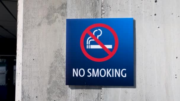 Closeup Blue Smoking Sign Wall — Stok video