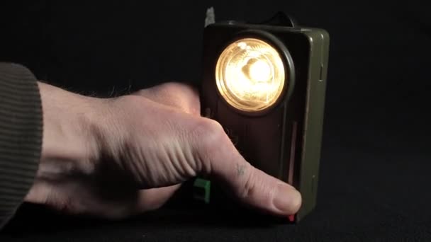 Timelapse Hand Operating Vintage Swiss Army Lamp — Vídeo de Stock