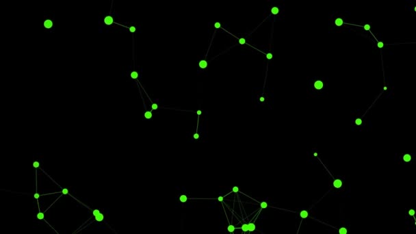 Neon Green Circles Attracting Each Other Connected Line Dark Background — Vídeo de stock