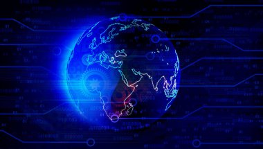 Soyut fütüristik çarklar teknoloji arka plan kavramı. Koyu mavi arkaplan üzerinde hareket deseni ve hareket bulanıklığı.