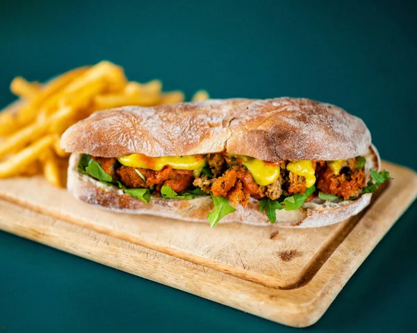 Een Close Shot Van Een Smakelijke Veganistische Sandwich — Stockfoto