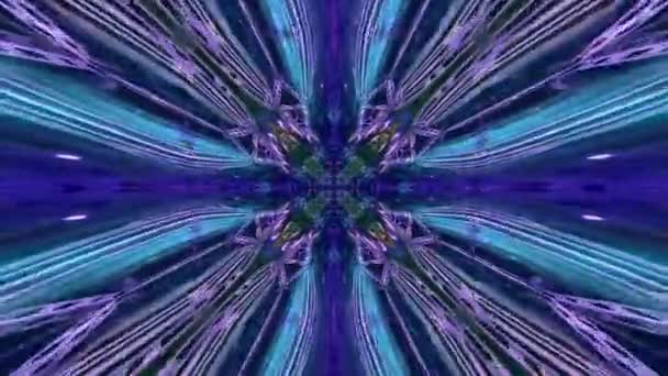 Kaleidoscopic Dynamic Futuristic Animation Blue Glowing Laser Neon Lights — Stock video