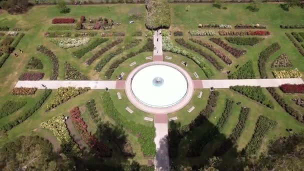 Aerial View Rose Garden Silicon Valley Fountain San Jose California — Stock Video