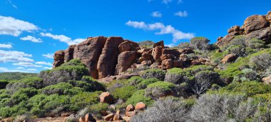 A beautiful view of boulders on a mountain