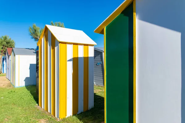 Holzstrandhütten Auf Der Insel Oleron Frankreich Bunte Hütten — Stockfoto