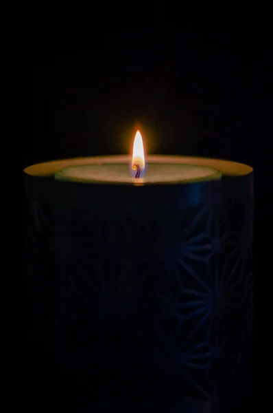 Closeup Burning Candle Dark — Foto Stock