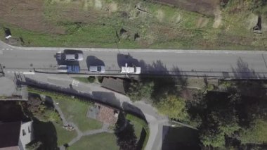 An aerial view of Deforestation in a daylight