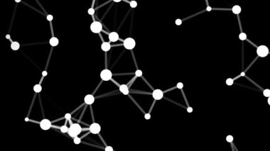A Digital animation of white mathematical shapes moving in space, isolated on black background. VJ Loops