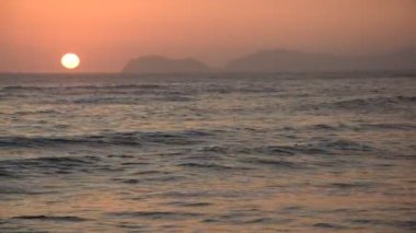 View of  the coastline and  at sunset in Lima, Peru