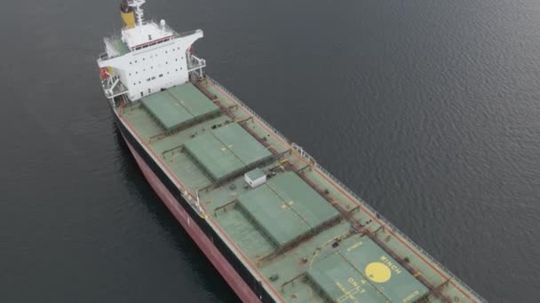 Bird Eye View Huge Liner Vessel Sailing Ocean — Stok video