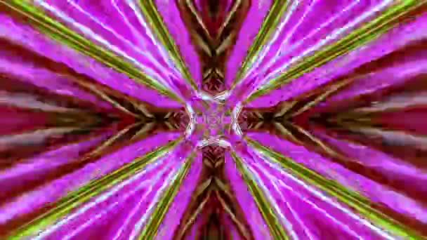 Rendering Kaleidoscope Pattern Vibrant Elements Streaming Abstract Tunnel — Stock video