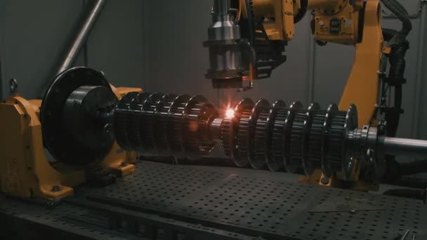Closeup Shot Processing Machine Laser Industrial Factory — Αρχείο Βίντεο