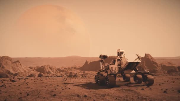 Footage Nasa Mars Rover Traveling Surface Mars Saturn — Stok video