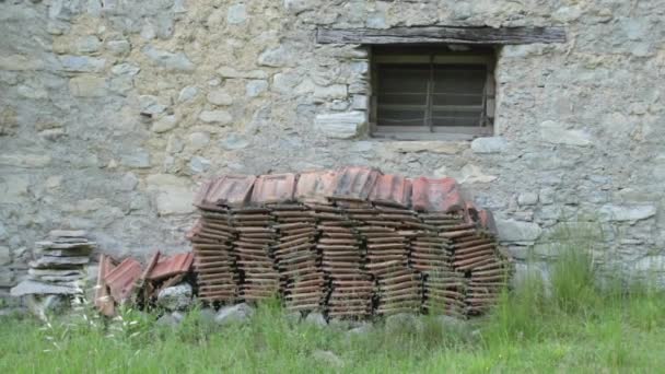 Beautiful Shot Vintage Old Rustic Pile Blackwood Retaining Wall Wall — Stock video