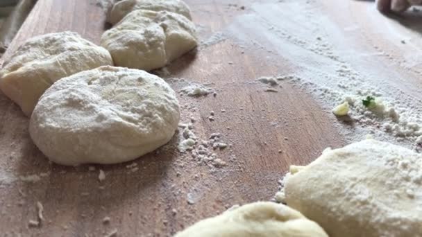 Hand Made Dough Patty Frying — 비디오